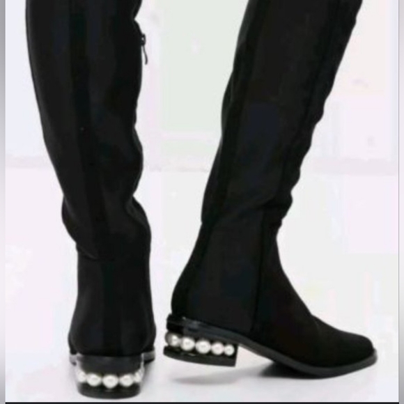 CATHERINE MALANDRINO black BOOTS PEARL HEEL. 25" shaft height - Picture 15 of 15